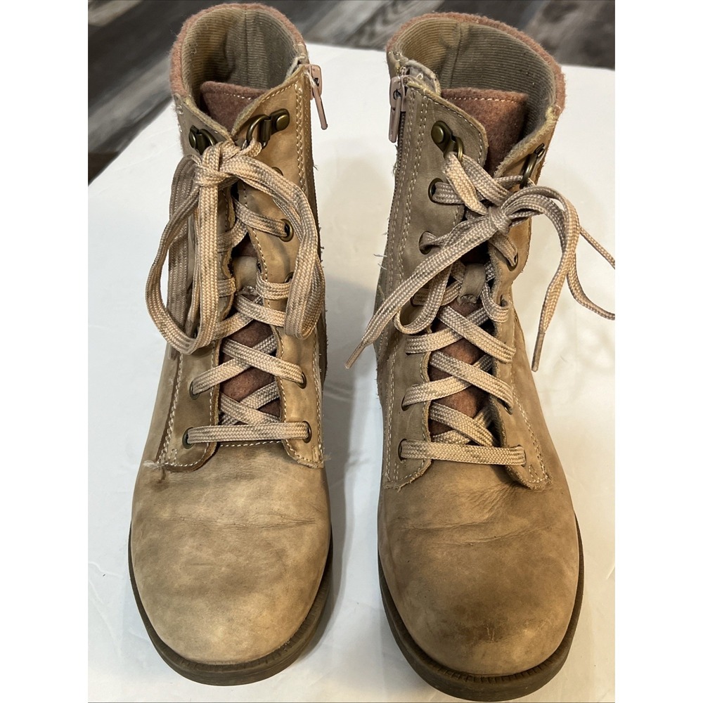 Earth Origins Rowan Lace-Up Side Zip Combat Boots Leather Women's Sz 7.5